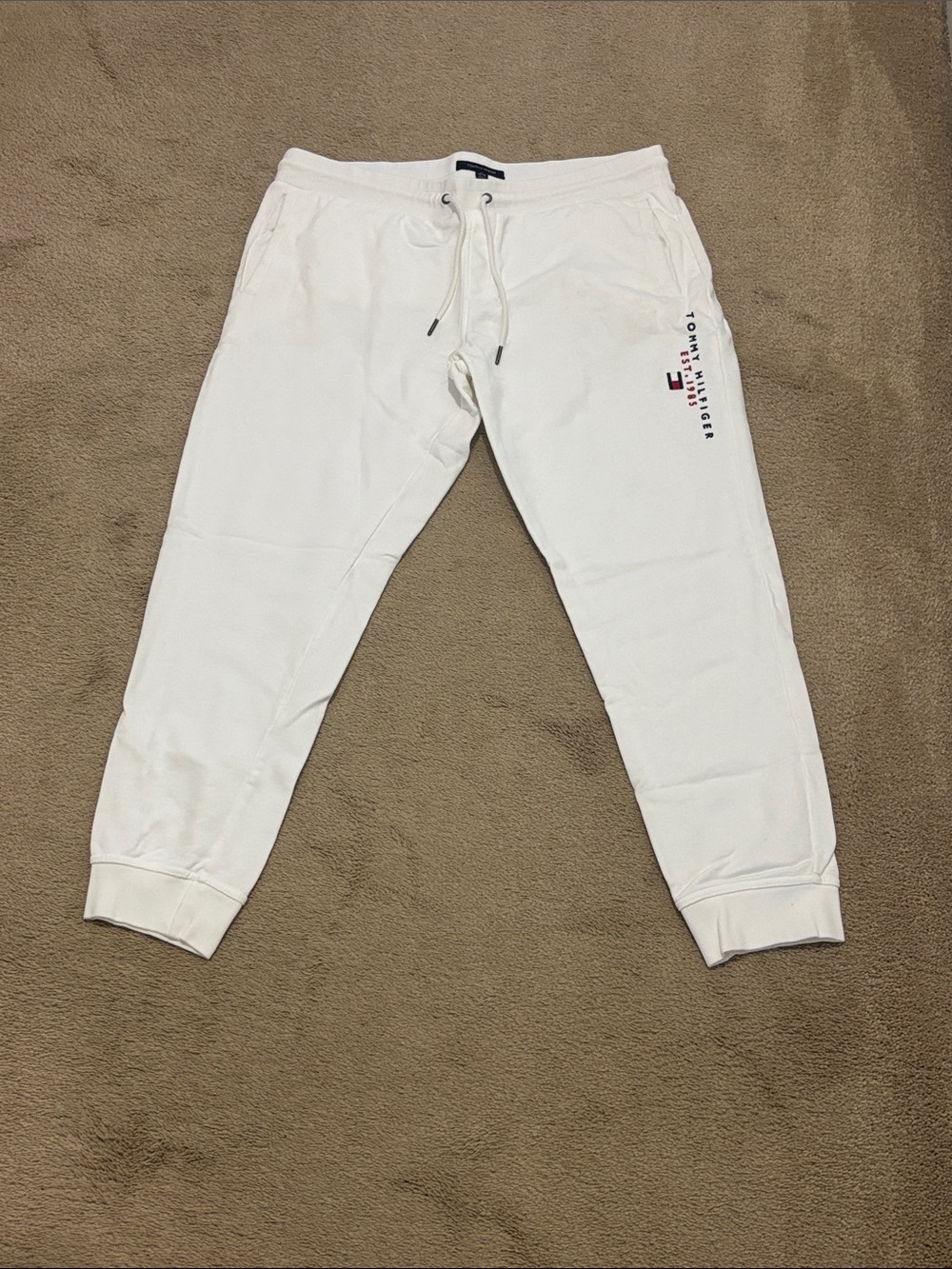 Tommy Hilfiger White Men’s Jogger Sweatpants with Logo Accent